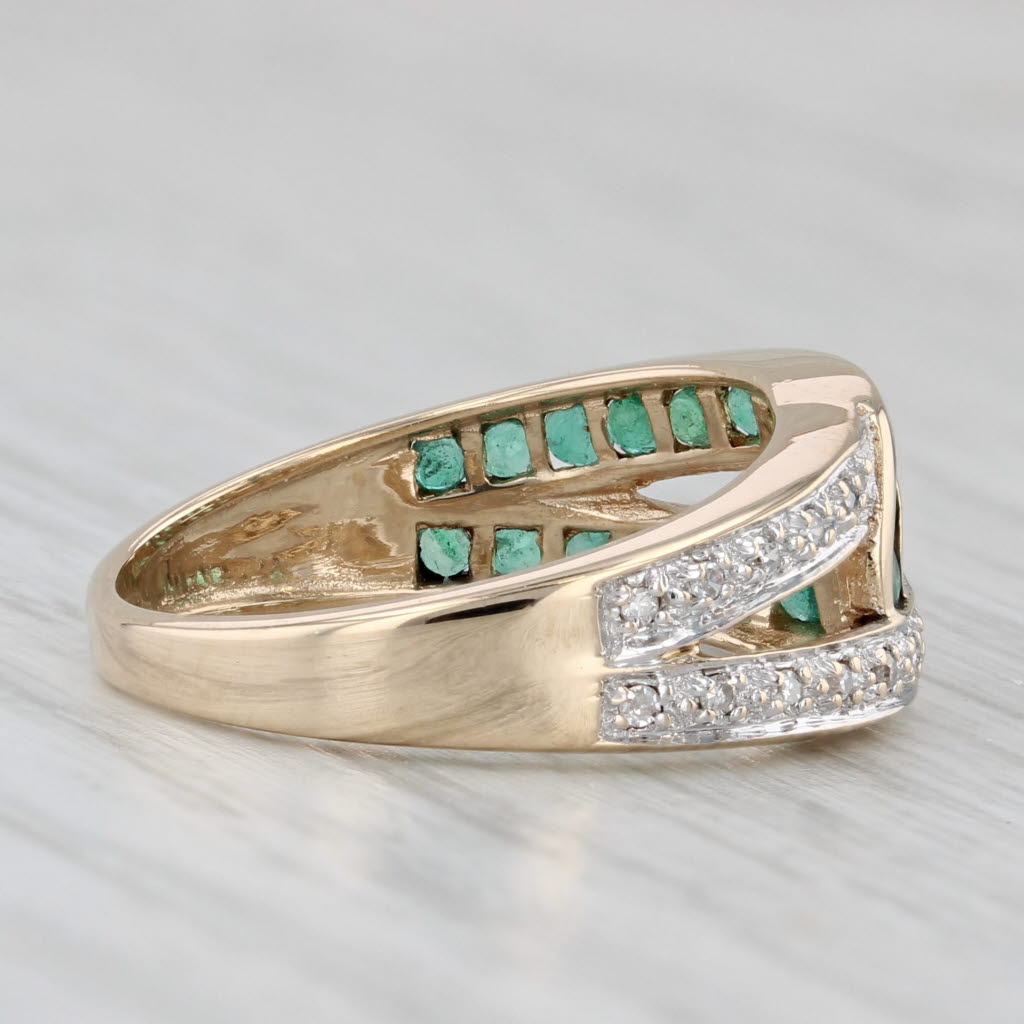0.50ctw Emerald Diamond Knot Ring 10k Yellow Gold Size 6