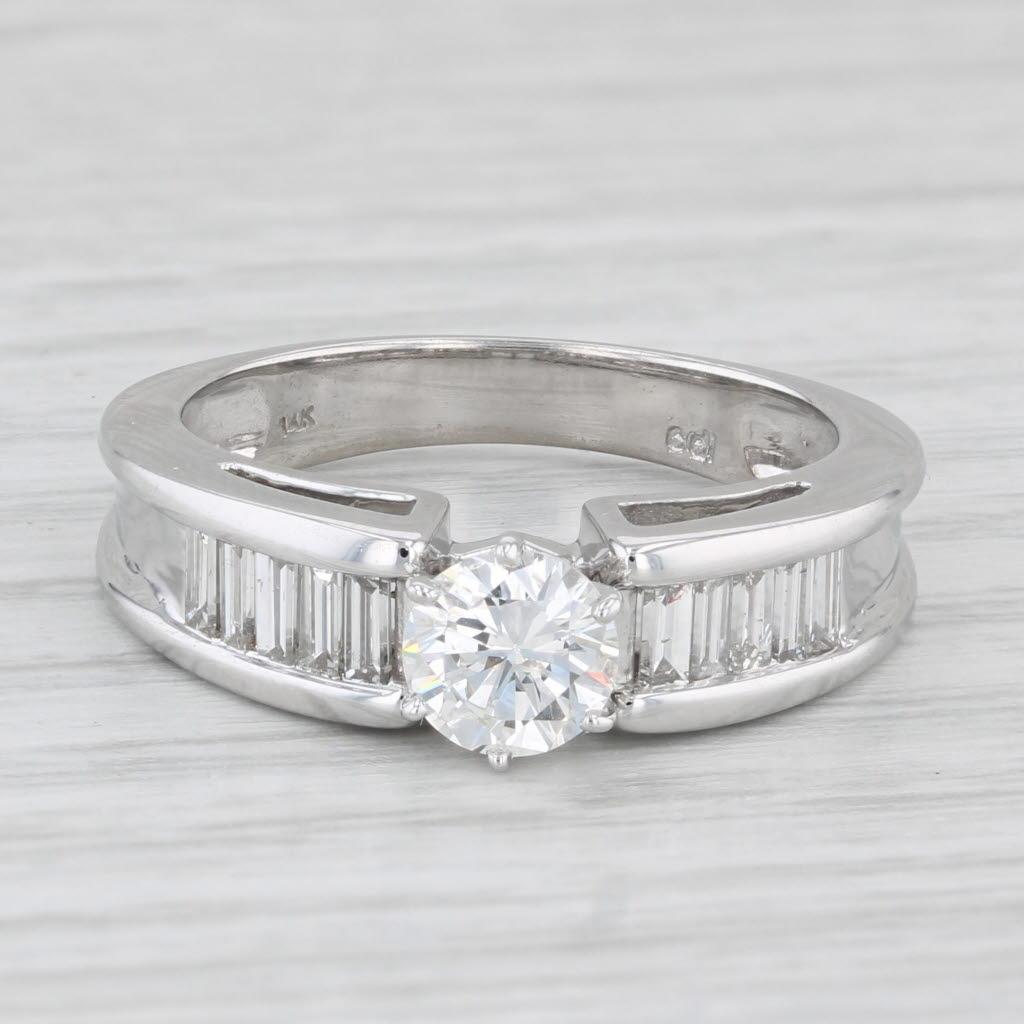 1.21ctw Round Diamond Engagement Ring 14k White Gold Size 7
