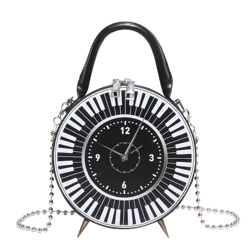 Women's Small Pu Leather Number Elegant Round Zipper Crossbody Bag