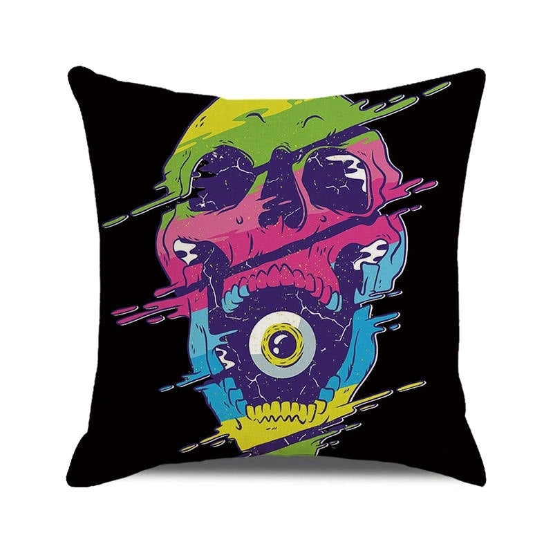 Halloween Retro Punk Palm Skull Cotton Pillow Cases Couch & Sofa Decor