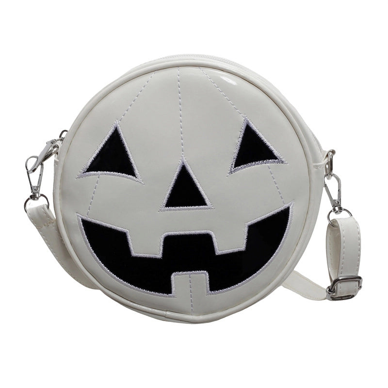 Halloween Women's Small Pu Leather Pumpkin Streetwear Round Zipper Circle Bag