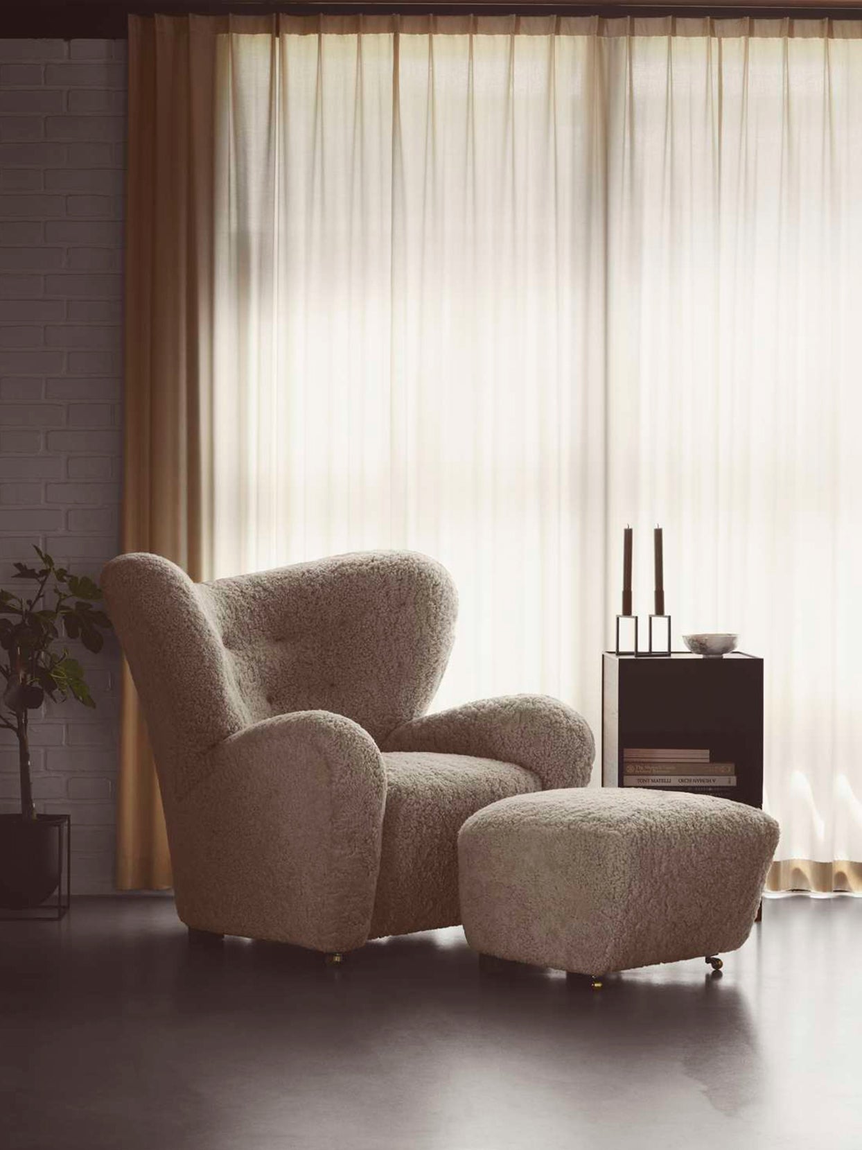 Tired Man Ottoman. Sheepskin