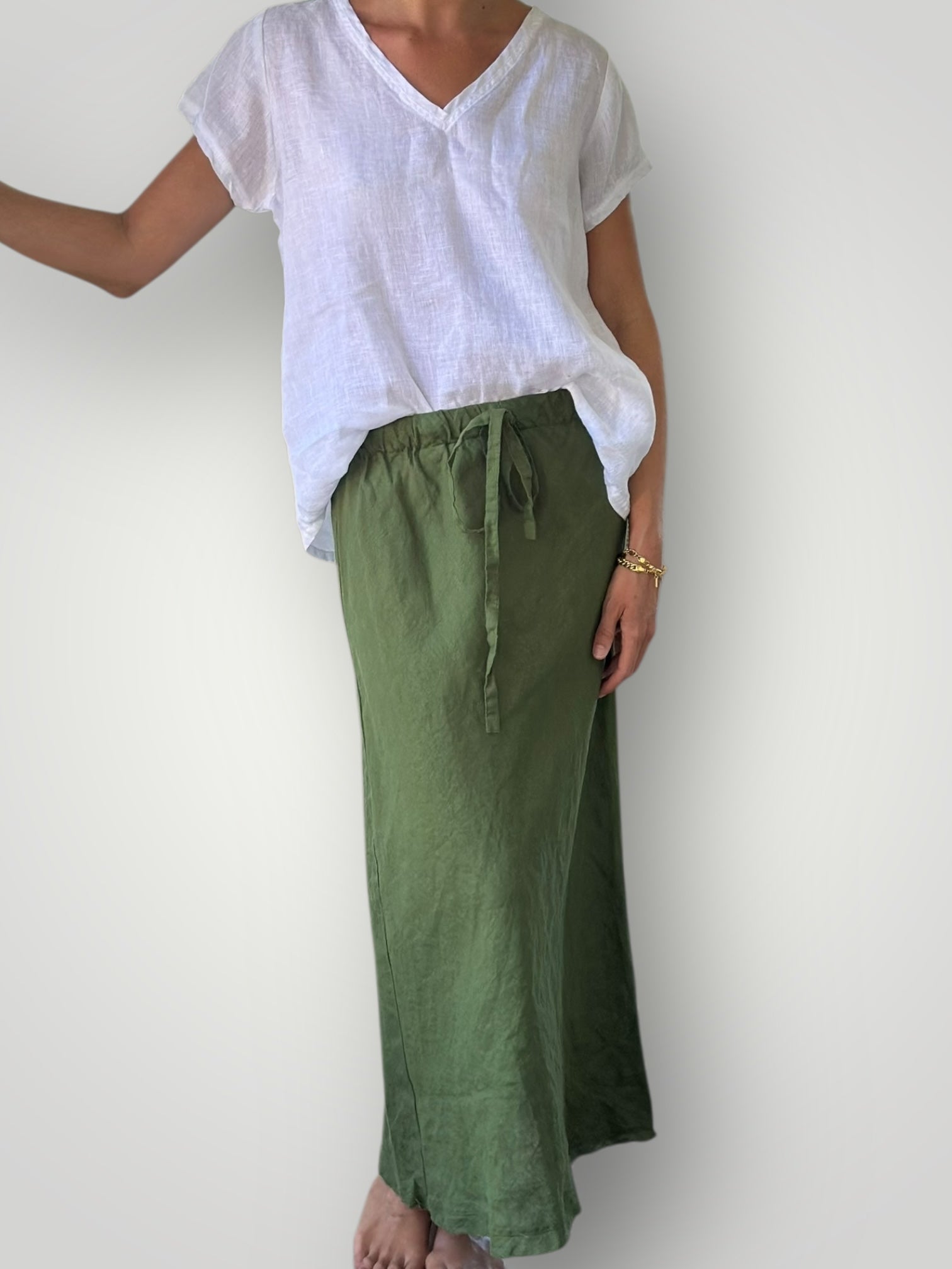 anthea skirt - moss linen