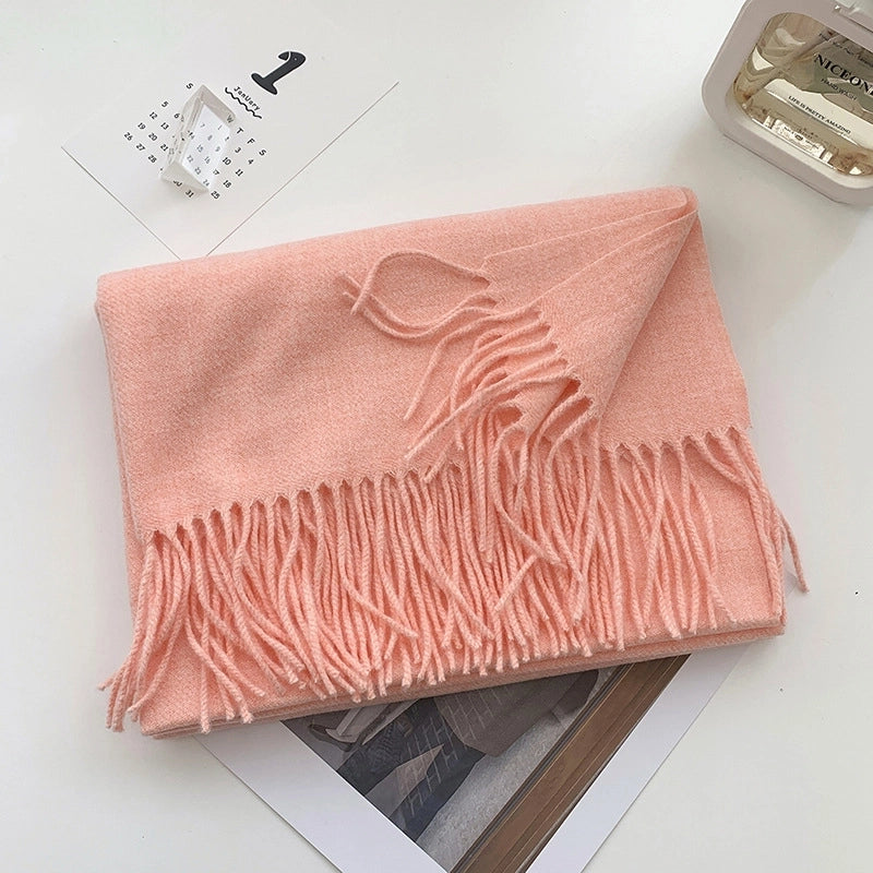 Women's Scarf Winter Versatile Long Solid Color Cashmere-like  Shawl Autumn And Winter Thickened Warm Knitted Scarf Men's Fashion