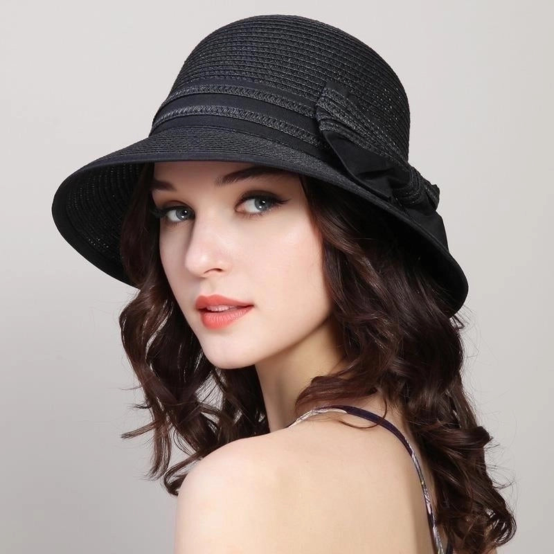 Women's Pastoral Minimalist Solid Color Bowknot Wide Eaves Baseball Cap