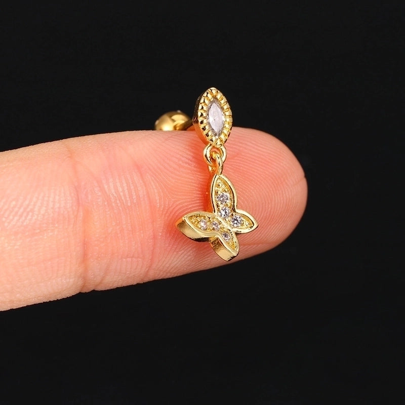 1 Piece Minimalist Classic Style Geometric Butterfly Inlay Copper Zircon Ear Studs