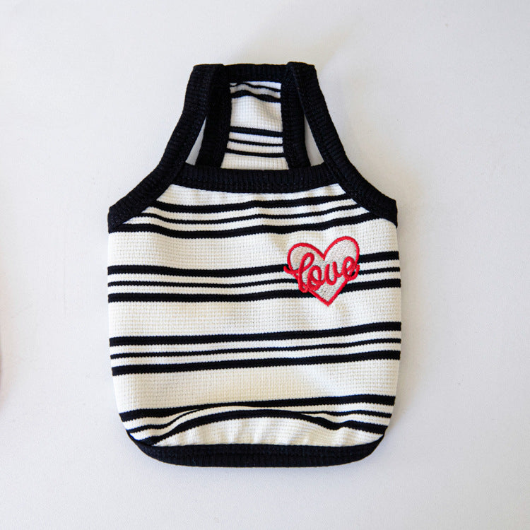 Sweet Heart Striped Dog Cat Cropped Vest