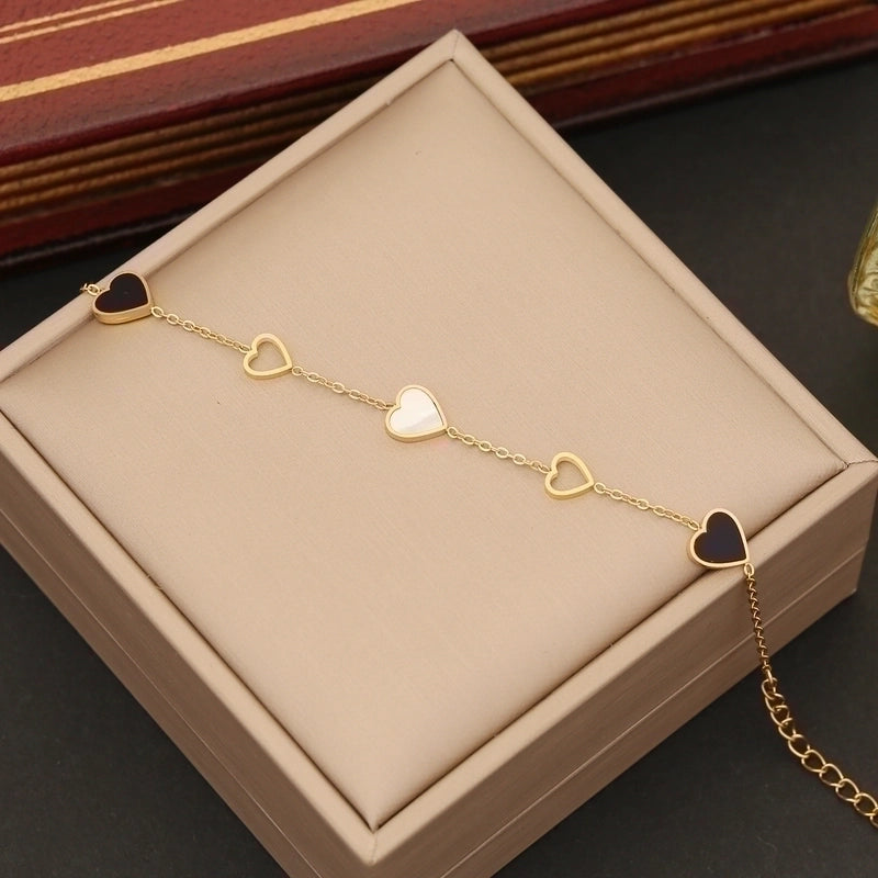 Stainless Steel 18K Gold Plated Minimalist Plating Heart Shape Bracelets Earrings Necklace