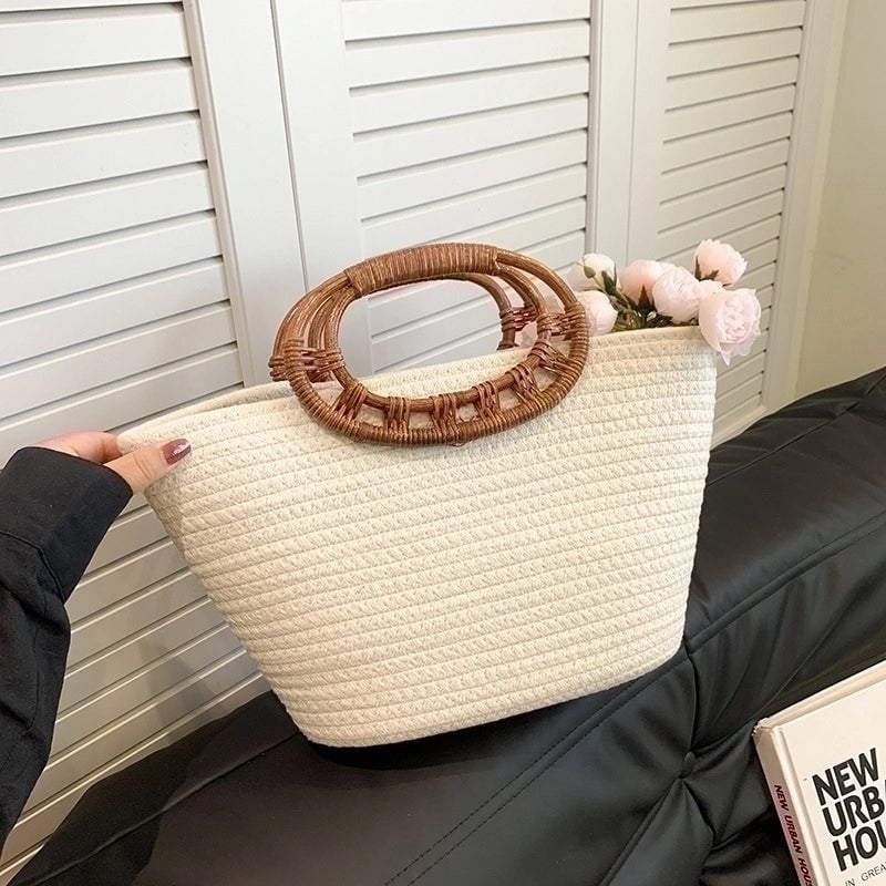 Women's Large All Seasons Straw Beach Streetwear Handbag Beach Bag