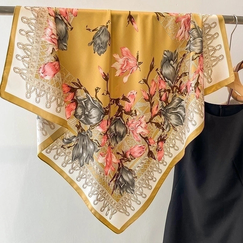 Women's Sweet Minimalist Flower Polyester Silk Scarf
