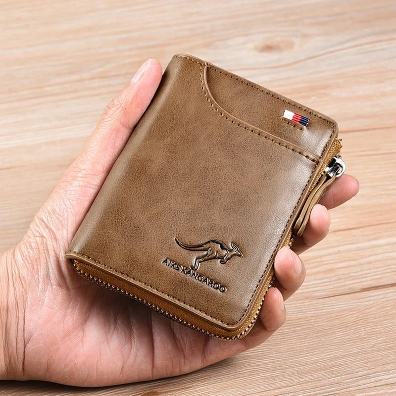 Men Wallet Zipper Genuine Leather Purse ( RFID PROTECTED )