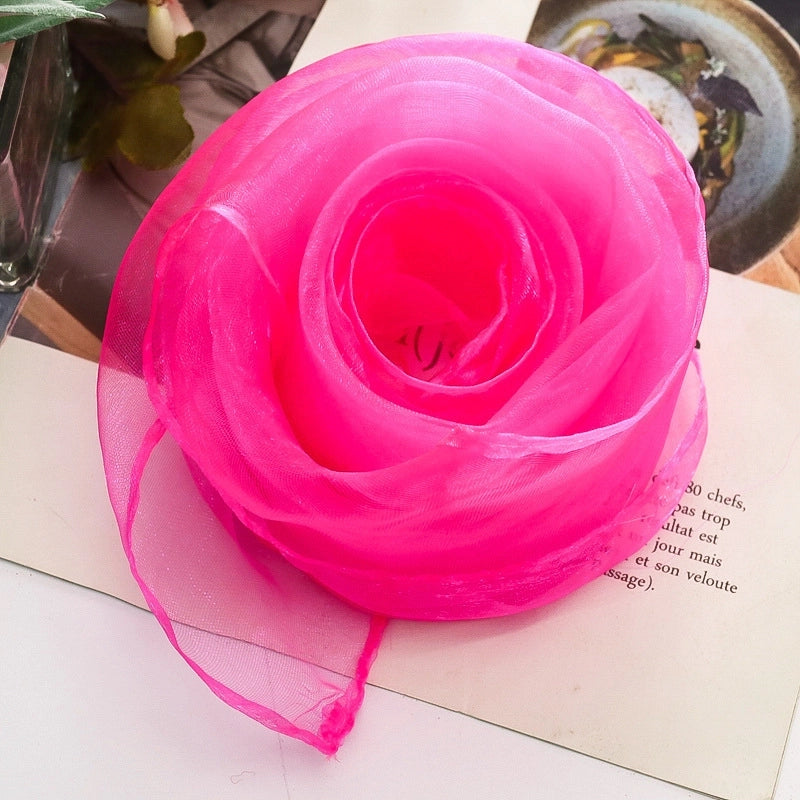 Women's Sweet Solid Color Polyester Silk Scarf