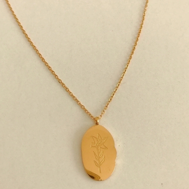 201 Stainless Steel 304 Stainless Steel Minimalist Plating Flower Pendant Necklace