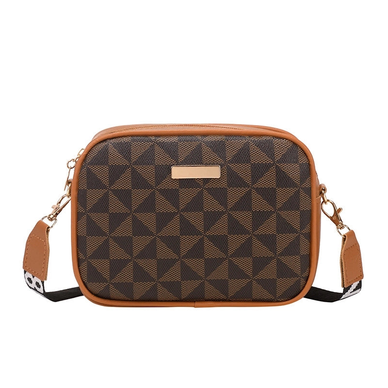 Women's Medium Pu Leather Plaid Vintage Style Classic Style Zipper Camera Bag