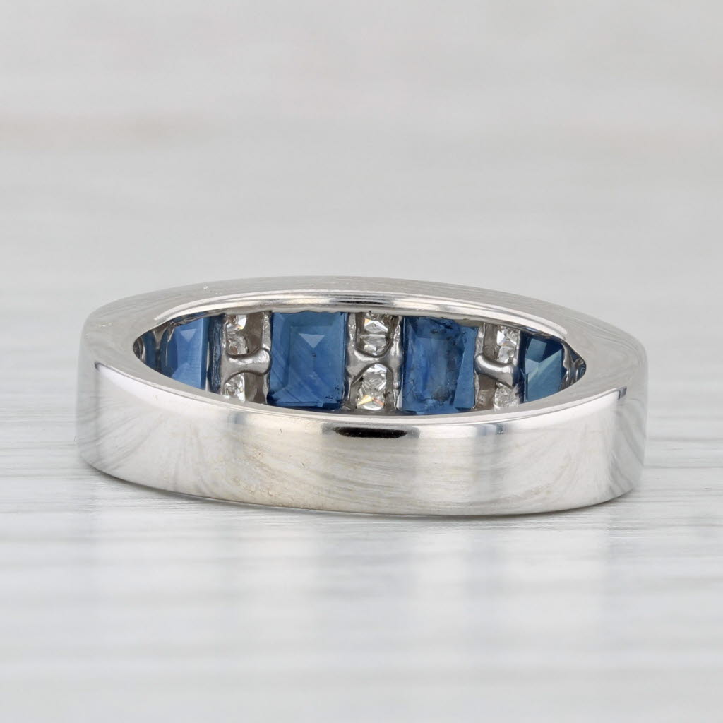 2.45ctw Blue Sapphire Diamond Ring 14k White Gold Size 7 Band