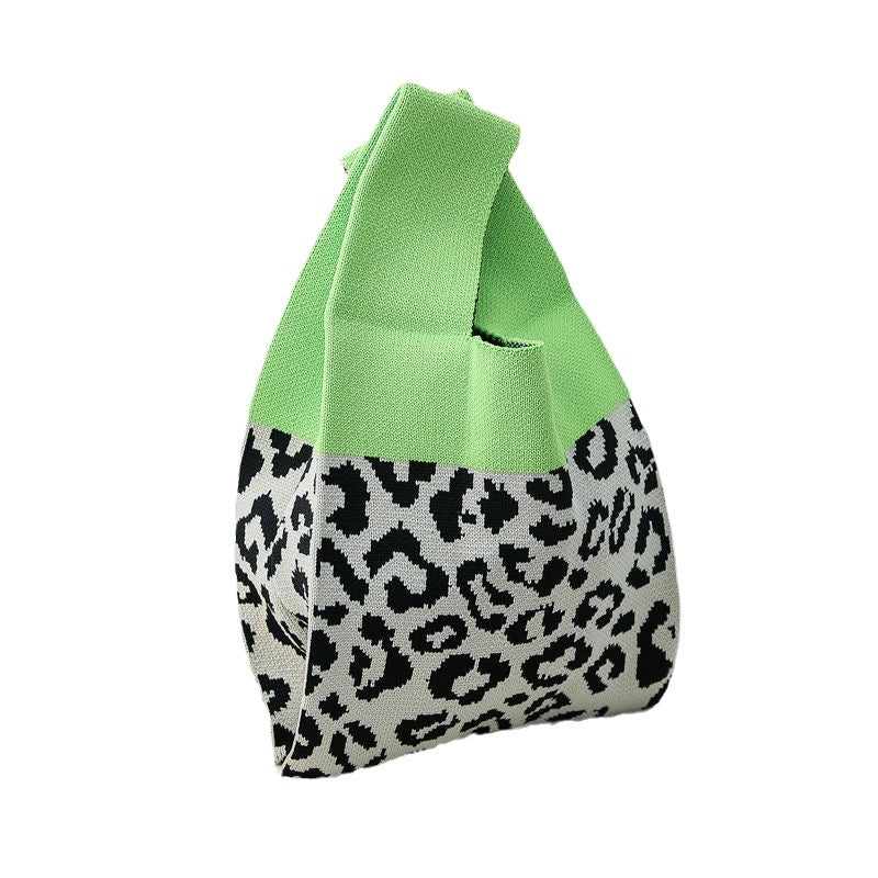 Women's Small Knit Color Block Streetwear Square Open Shoulder Bag