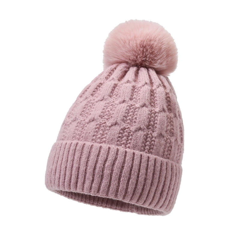 Women's Basic Minimalist Solid Color Pom Poms Eaveless Wool Cap