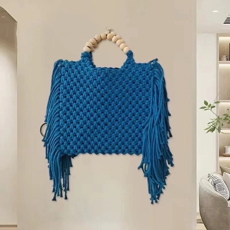 Women's Cotton Solid Color Elegant Square Open Handbag