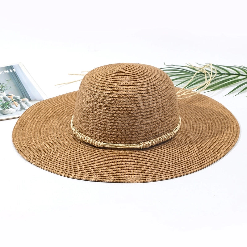 6 Pieces Women's Bohemian Solid Color Big Eaves Sun Hat