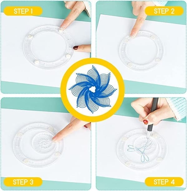 Spiral Art Clear Gear Geometric Ruler(22PCS)