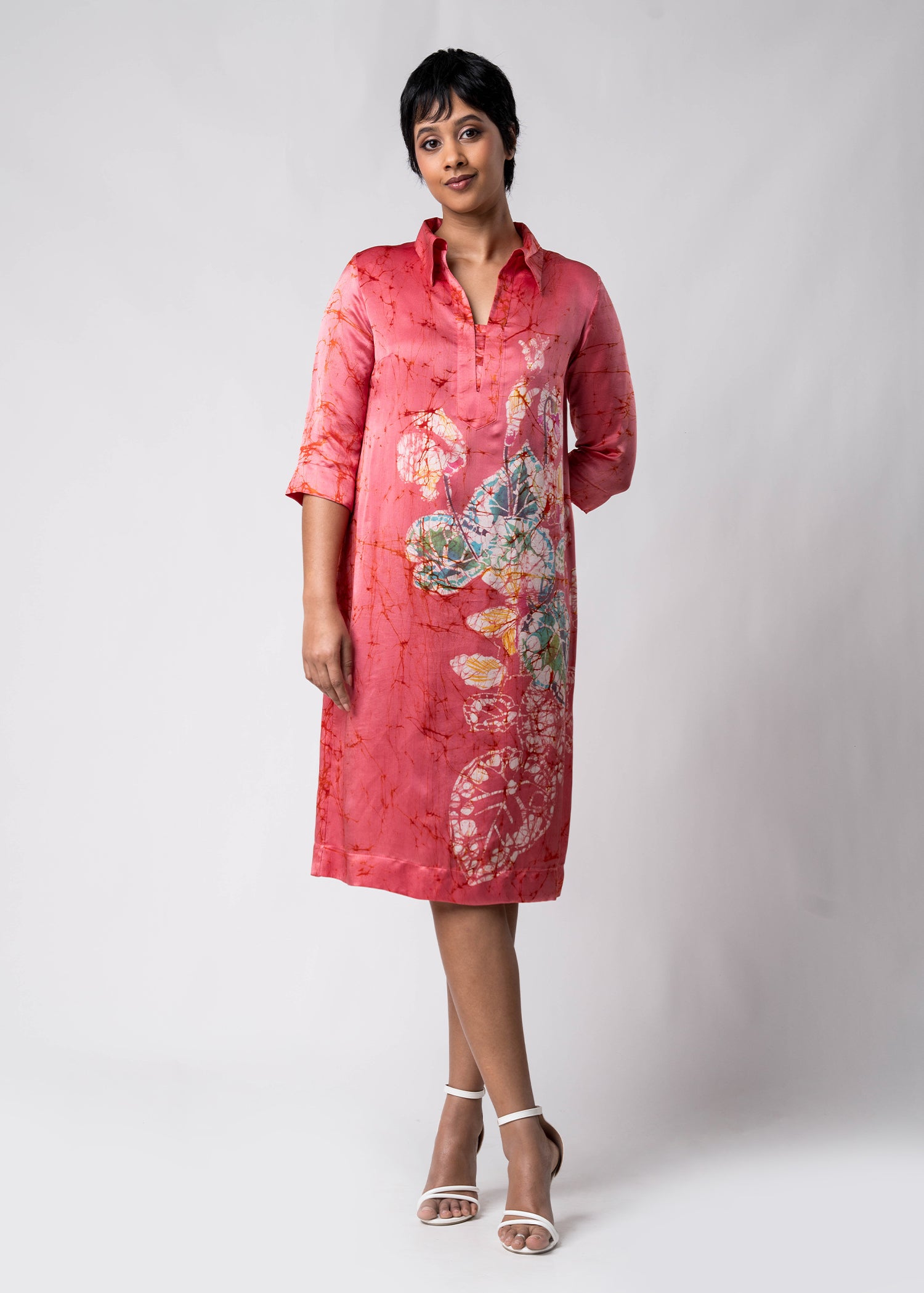 Batik hand floral hand printed straight dress