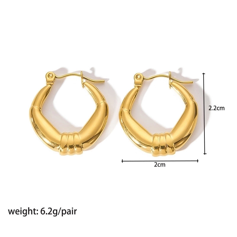 1 Pair Modern Style Round Heart Shape 304 Stainless Steel 18K Gold Plated Hoop Earrings