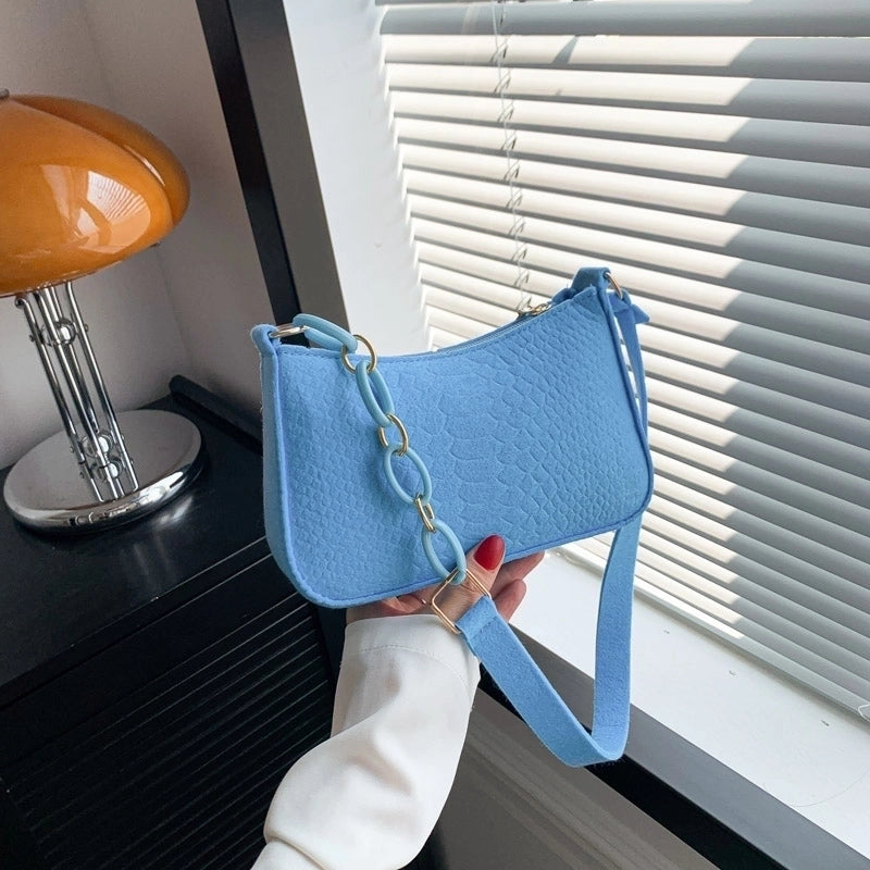 Women's All Seasons Felt Solid Color Vintage Style Square Zipper Shoulder Bag