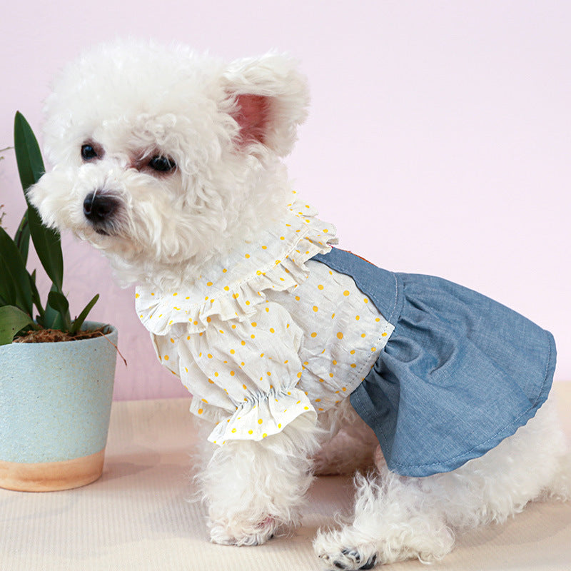 Polka Dot Bear Printed Puppy Dress