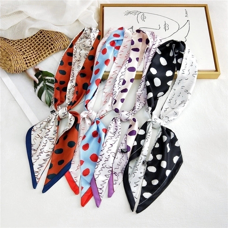 Women's Sweet Polka Dots Heart Shape Butterfly Polyester Satin Printing Silk Scarves