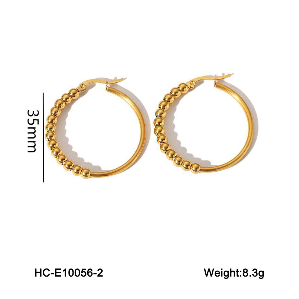 Sphere Geometric Stainless Steel Electroplating Earrings
