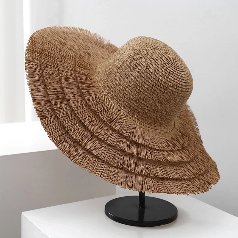 Women's Minimalist Classic Style Solid Color Big Eaves Straw Hat