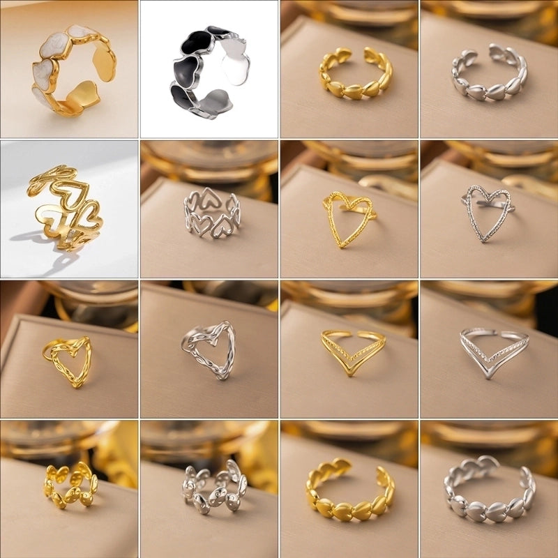 Minimalist Heart Shape Titanium Steel Plating Rings
