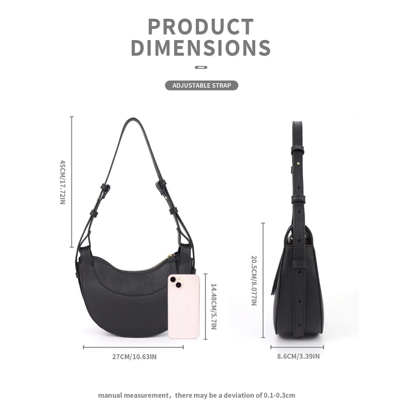 Women's Pu Leather Solid Color Basic Classic Style Dumpling Shape Zipper Underarm Bag