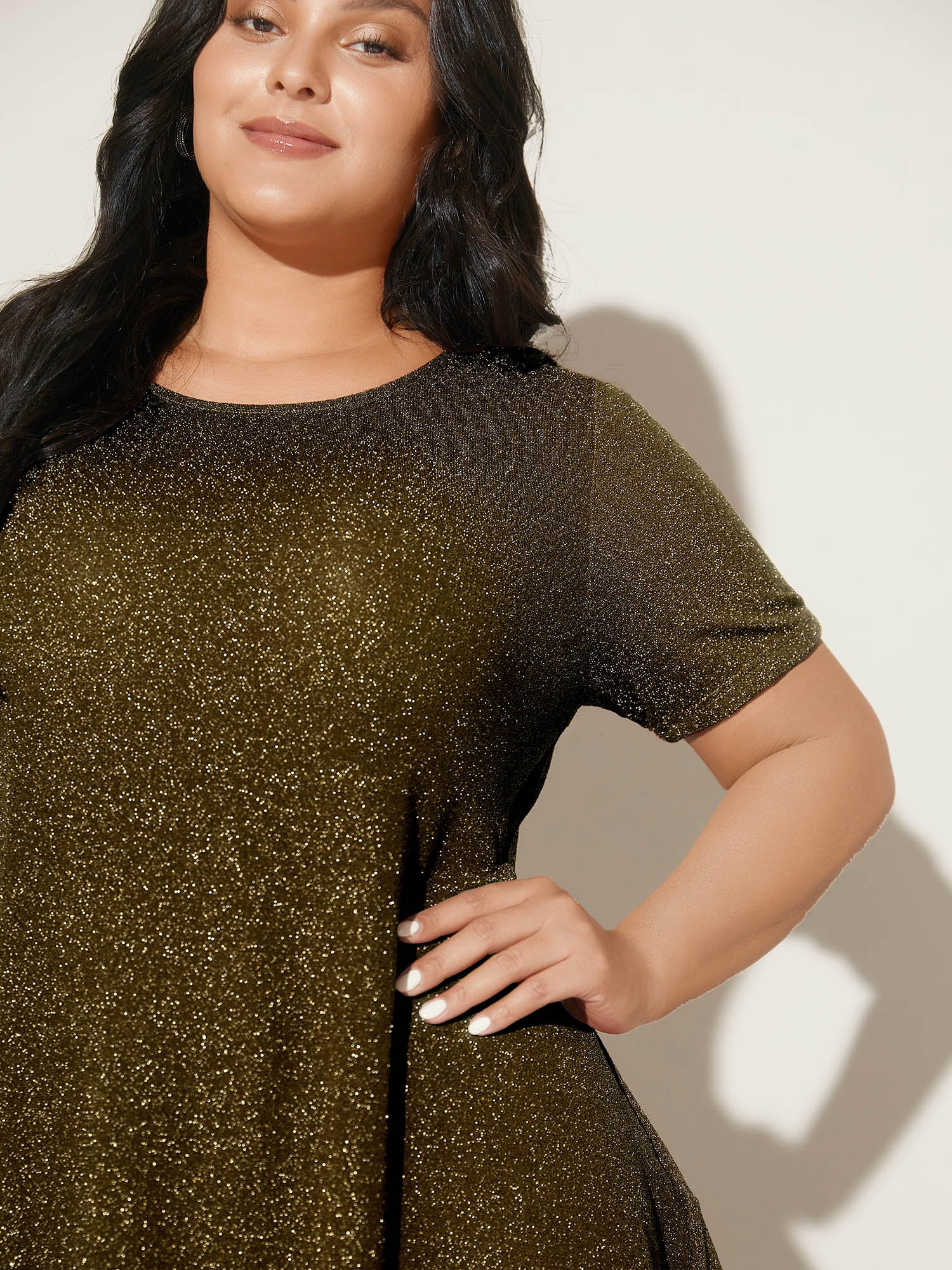 Shimmering Gold & Silver Thread A-Line Tee