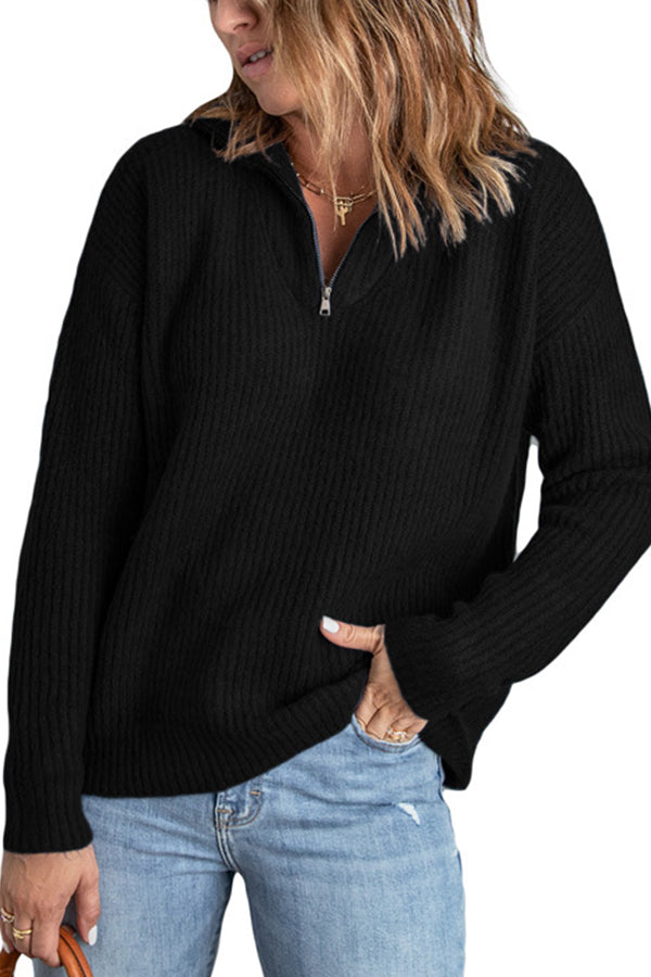 Autumn and winter new style zipper half cardigan casual knitted pullover