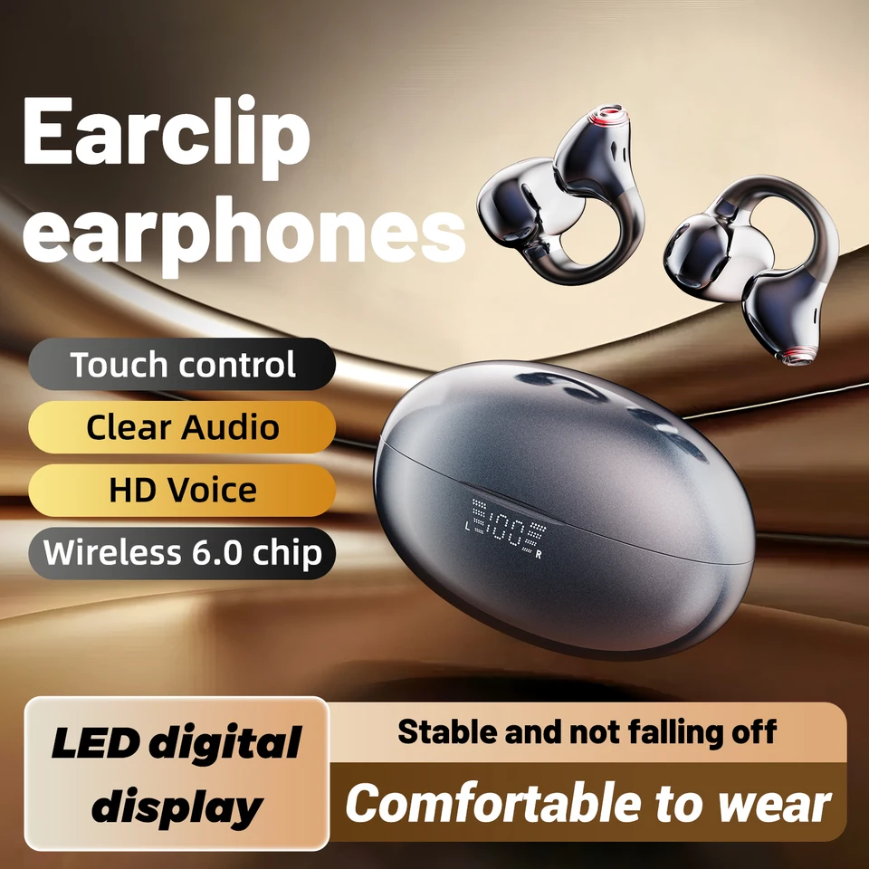 New39 Wireless Bluetooth Earphones 6.0,Ear Clip Headphones,Sports Noise Reduction Headset Voice Call Earbuds,Adults Surprise Gift