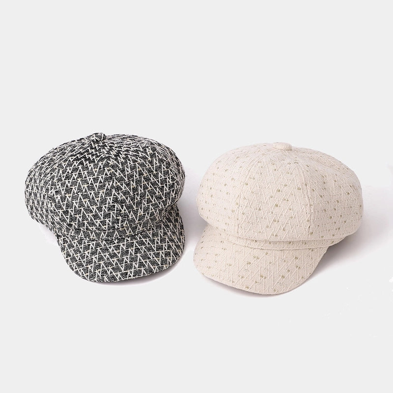 Women's Retro Printing Short Brim Beret Hat