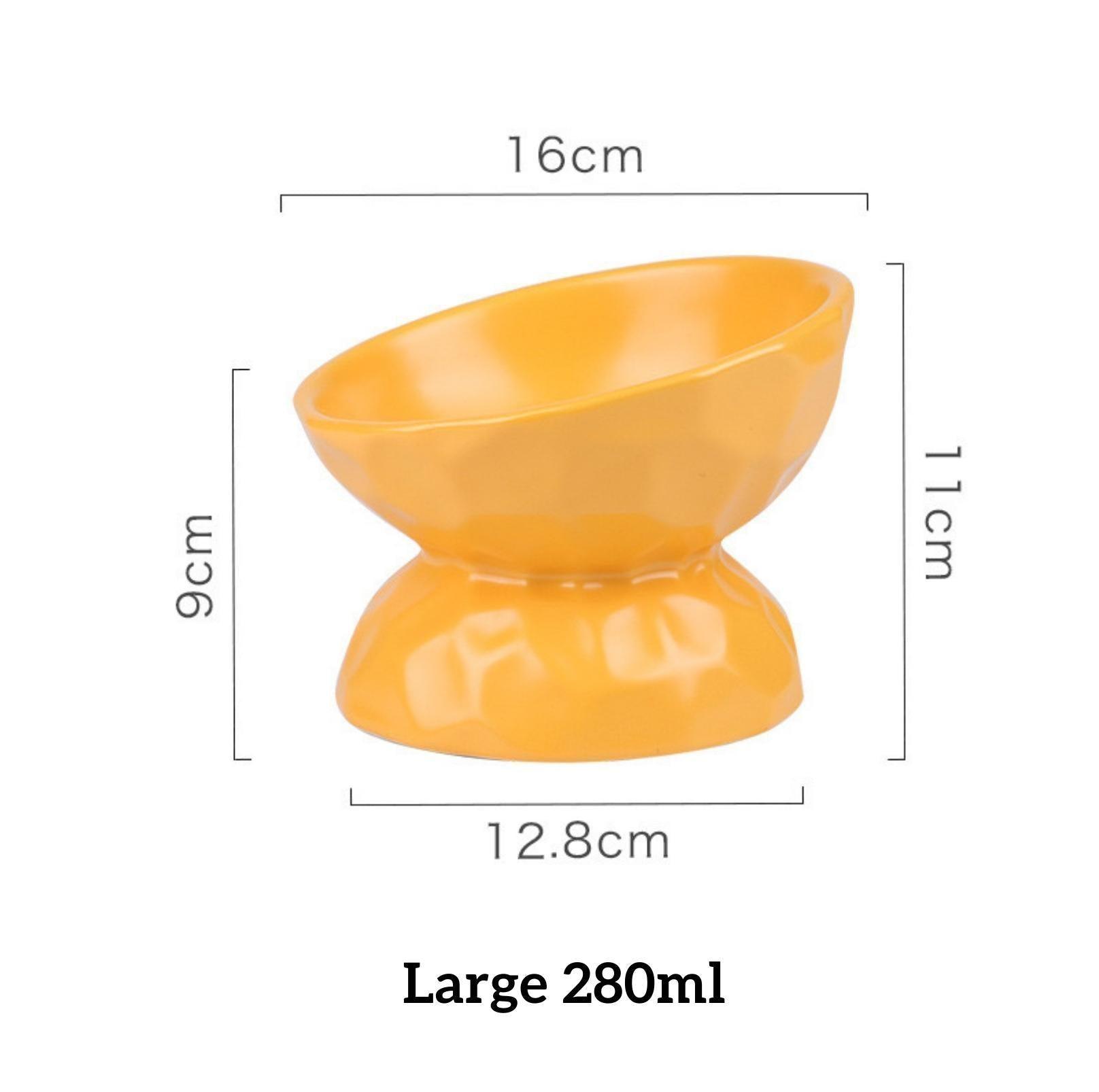 Tilting Ceramic Cat Bowls With Uneven Texture