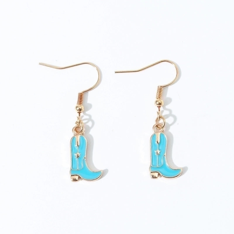 6 Pieces Fashion Style Earrings Western Cowboy Girl Oil Drop Boots Earrings High Heels   Earring