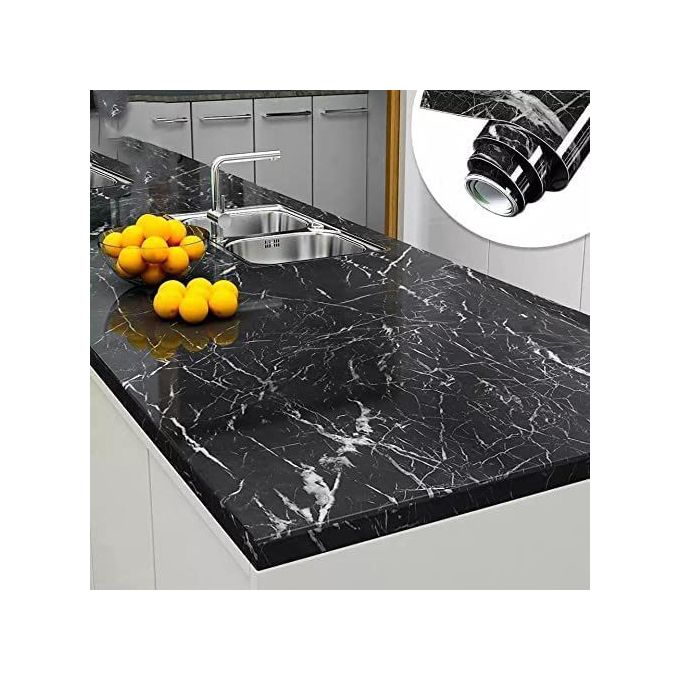 Meter Black Marble Texture Design PVC Waterproof