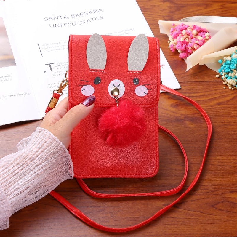 Women's All Seasons Pu Leather Cartoon Fashion Fluff Ball Square Magnetic Buckle Phone Wallet