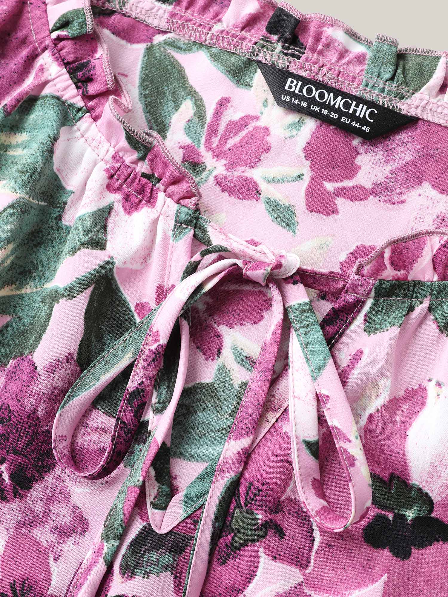 Floral Print Cinched-Waist Pockets Midi Dress