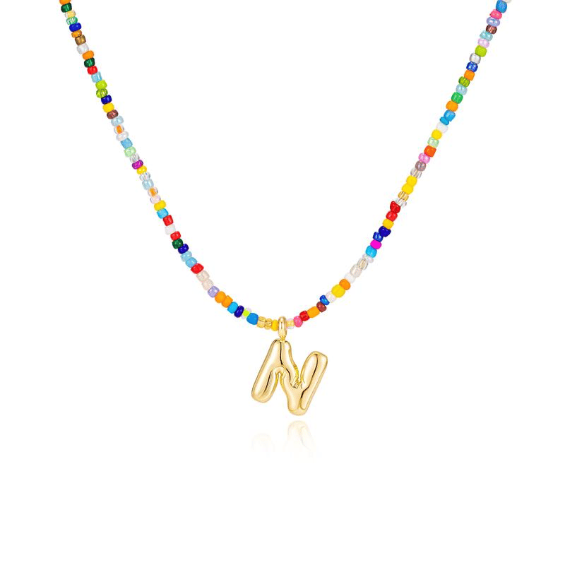 🌈 Letter Beaded Necklace for Women🔤A-Z