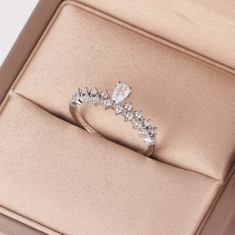 Copper 18K Gold Plated Inlay Geometric Zircon Open Rings