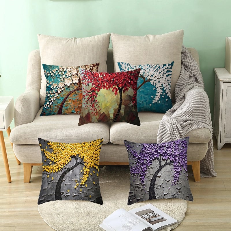 Modern Style Pastoral Letter Plant Linen Pillow Cases Couch & Sofa Decor