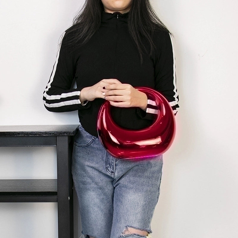 Women's Small Arylic Solid Color Vintage Style Round Lock Clasp Cloud Shape Bag