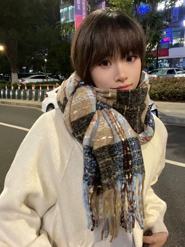 Unisex Sweet Stripe Polyester Knitting Scarf