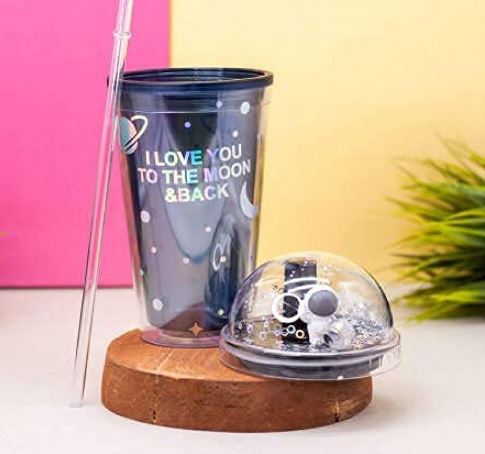 Space Wall Design Cute Sipper Glass 500ml