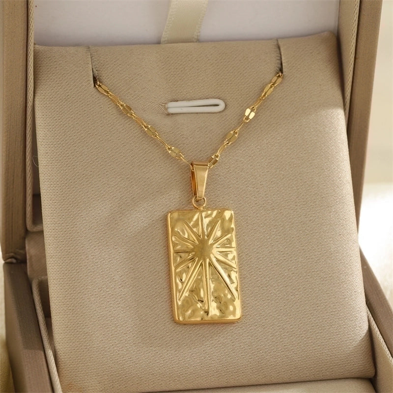 Minimalist Classic Style Sun Heart Shape Bow Knot 201 Stainless Steel 304 Stainless Steel Rhinestones Shell Zircon 18K Gold Plated Inlay Pendant Necklace