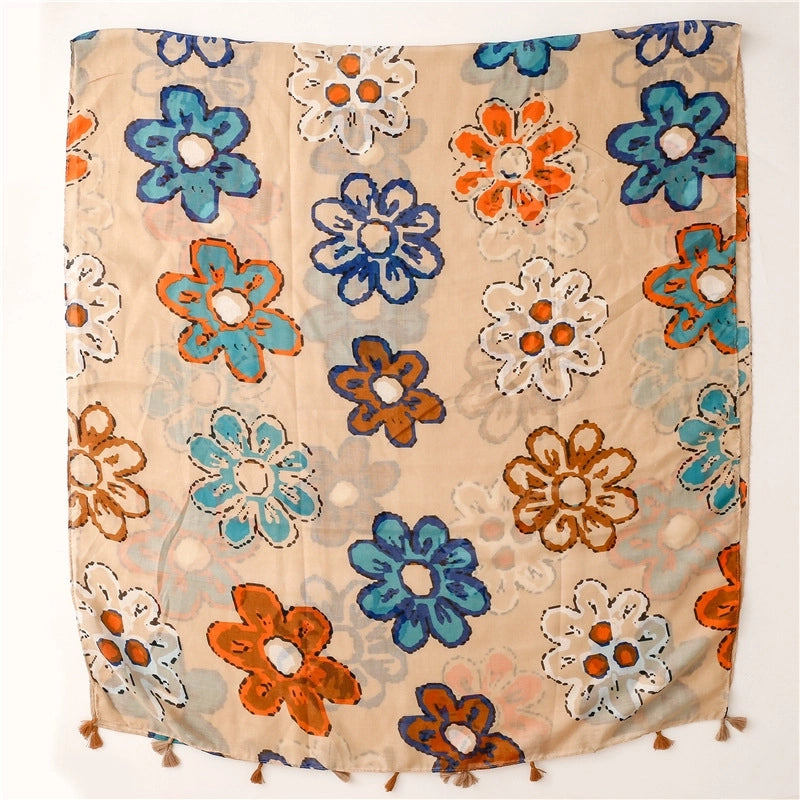 Women's Fashion Flower Polyester Cotton Linen Scarves